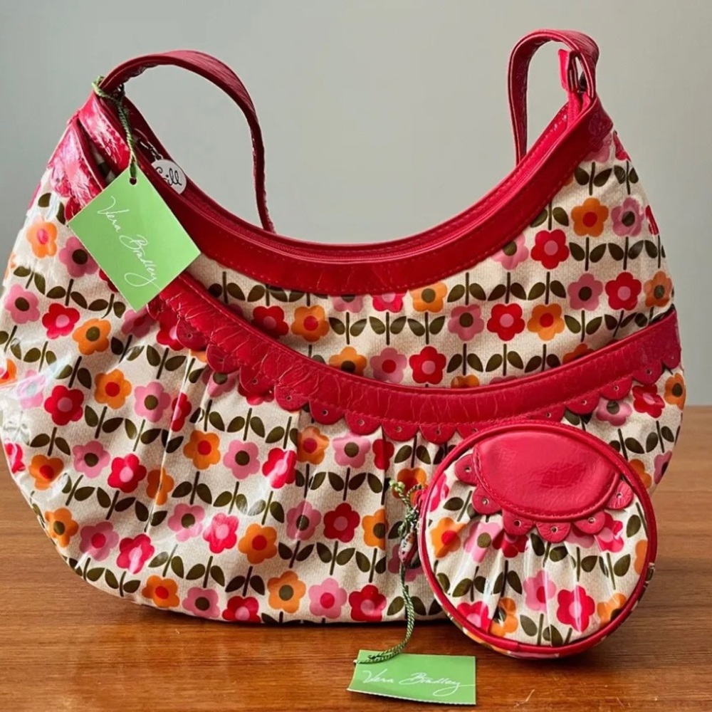 NEW Vera Bradley Frill Folkloric Hotsy Totsy Hobo Bag Peek A Boo Coin Purse